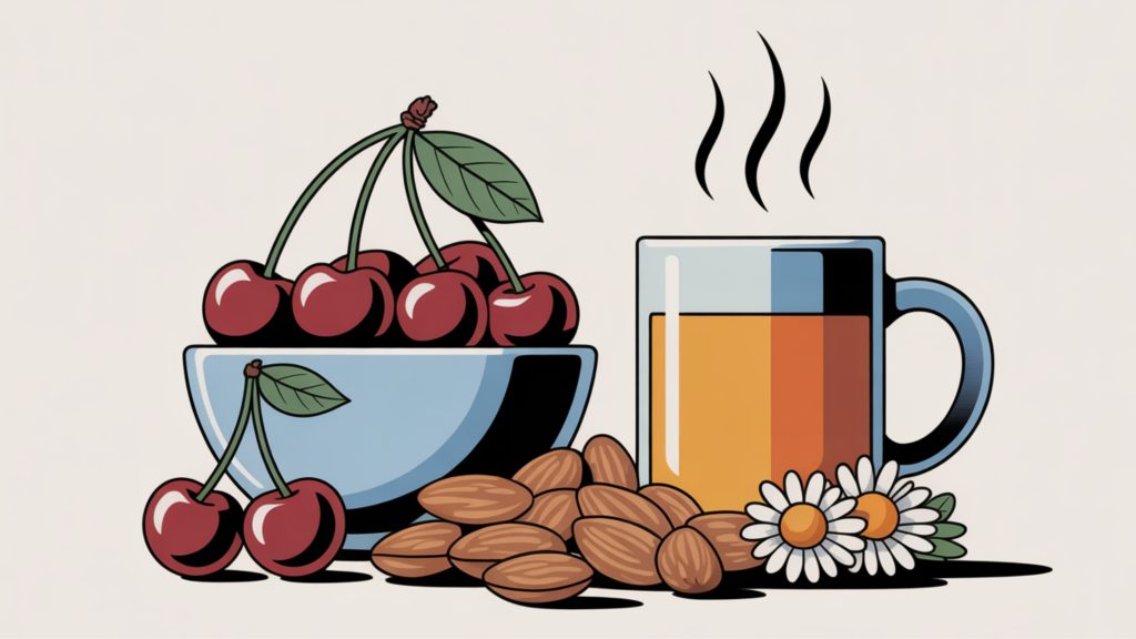 Natural sleep-promoting foods containing melatonin and tryptophan for better rest.