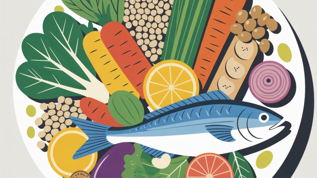 Mediterranean diet meal showing plant-based foods and healthy fats for chronic disease prevention