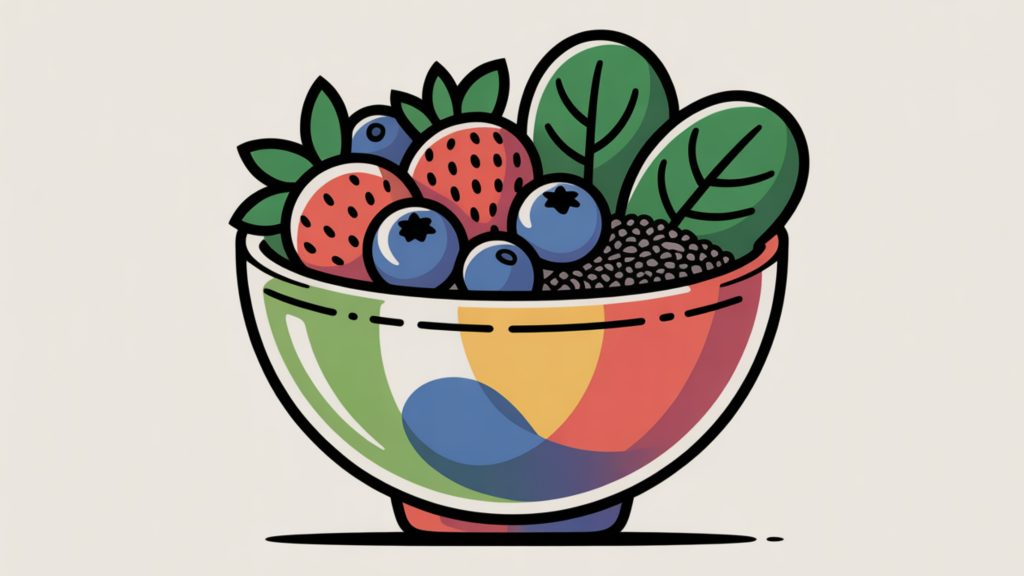Glow Naturally: 7 Science-Backed Skin Rituals Colorful healthy breakfast bowl with berries blueberries strawberries spinach and chia seeds for skin health