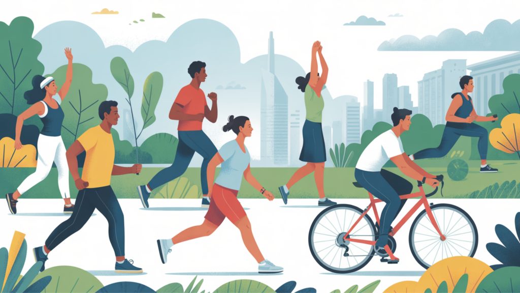 Adults engaging in regular physical activity and exercise for heart disease prevention and wellness