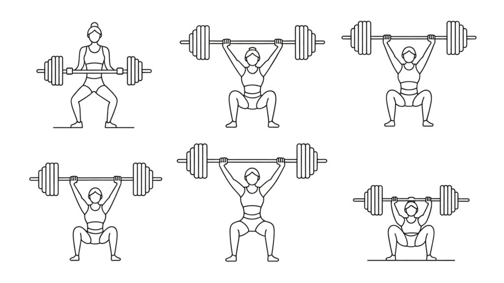 Essential compound exercises for strength training for women showing proper squat deadlift press and row technique demonstrations