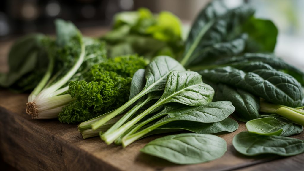 leafy green vegetables including spinach and kale for memory improvement