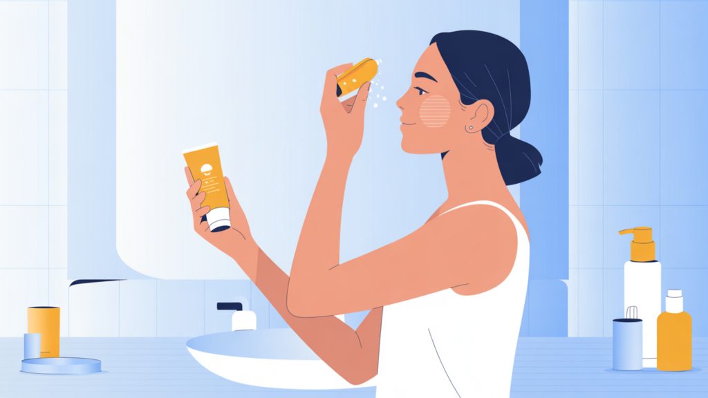 7-Step Skin Barrier Repair Routine Guide Application of broad spectrum mineral sunscreen for skin barrier protection against UV damage