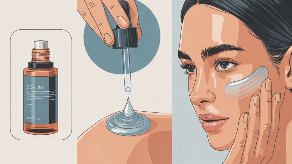 7-Step Skin Barrier Repair Routine Guide Proper skincare layering technique applying niacinamide serum to face for barrier repair