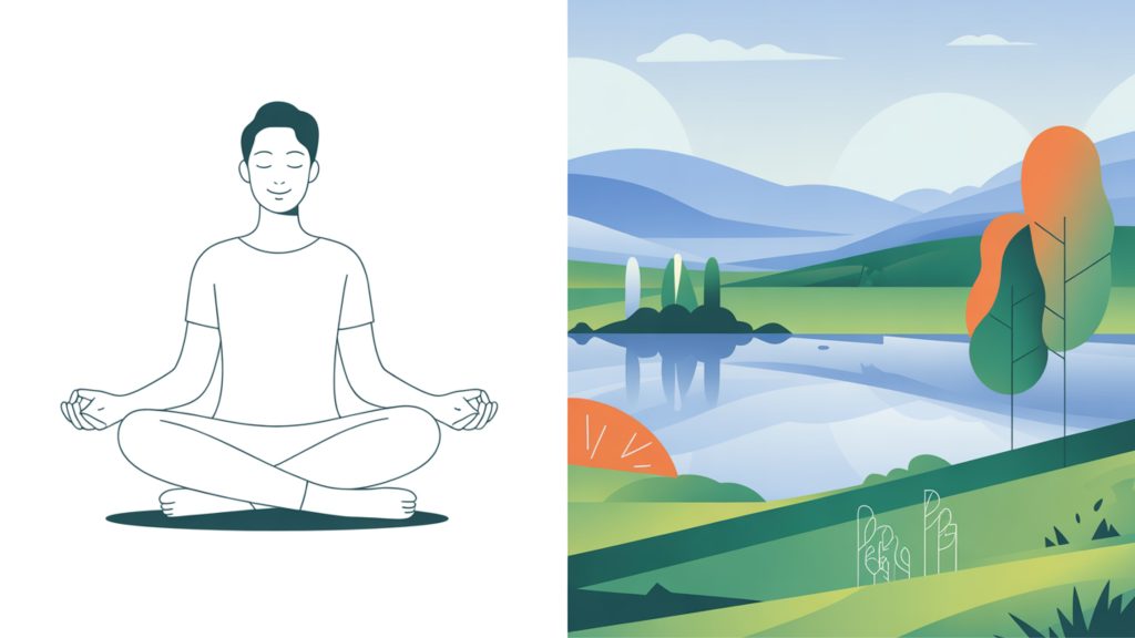 Visualization meditation technique showing mental imagery during morning mindfulness practice.