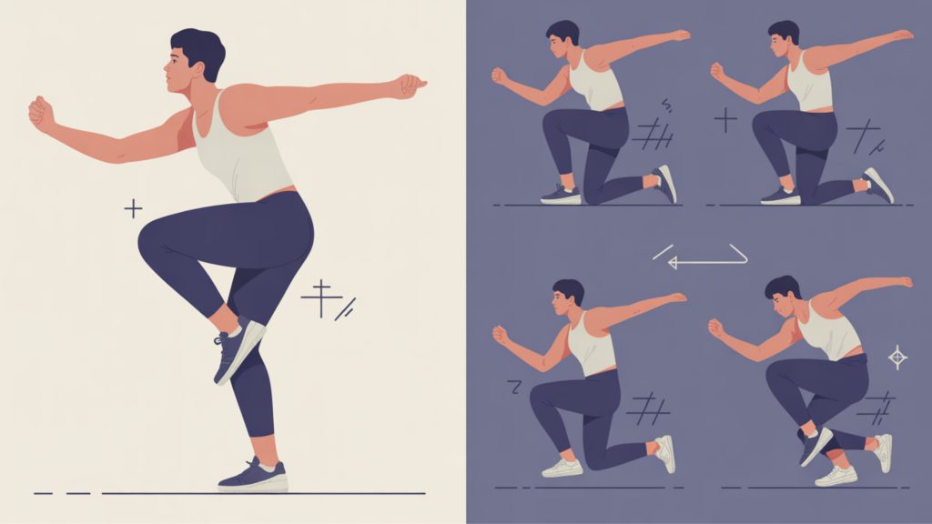Proper high knees cardio technique for no-equipment home workouts demonstrating correct form and common errors to avoid