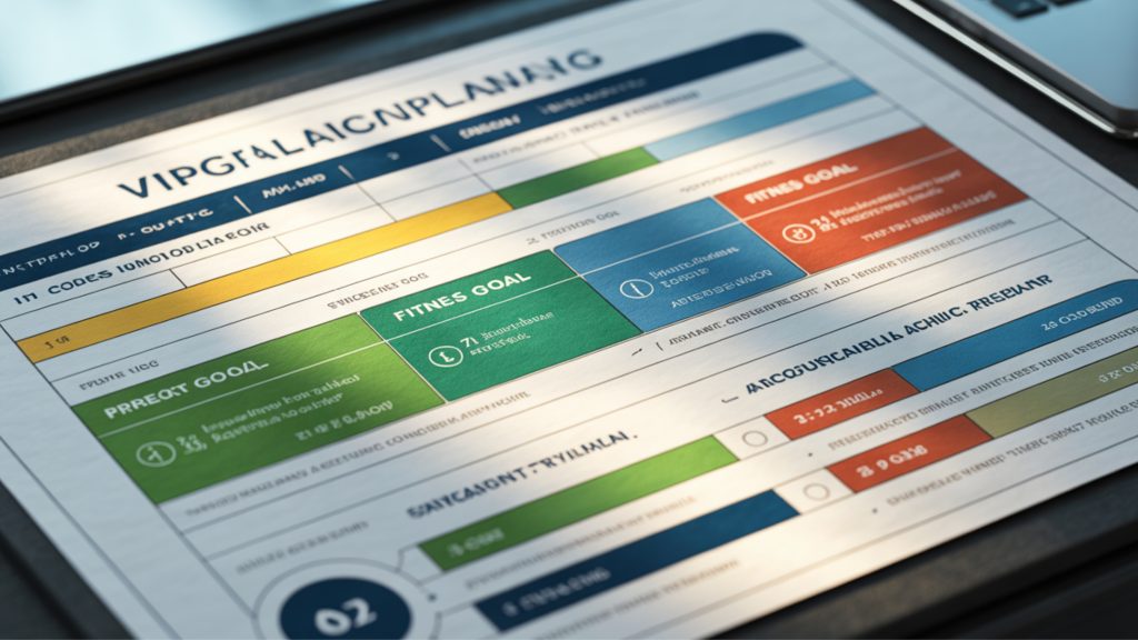 SMART goal setting template for beginners learning how to start working out with fitness objectives and tracking system