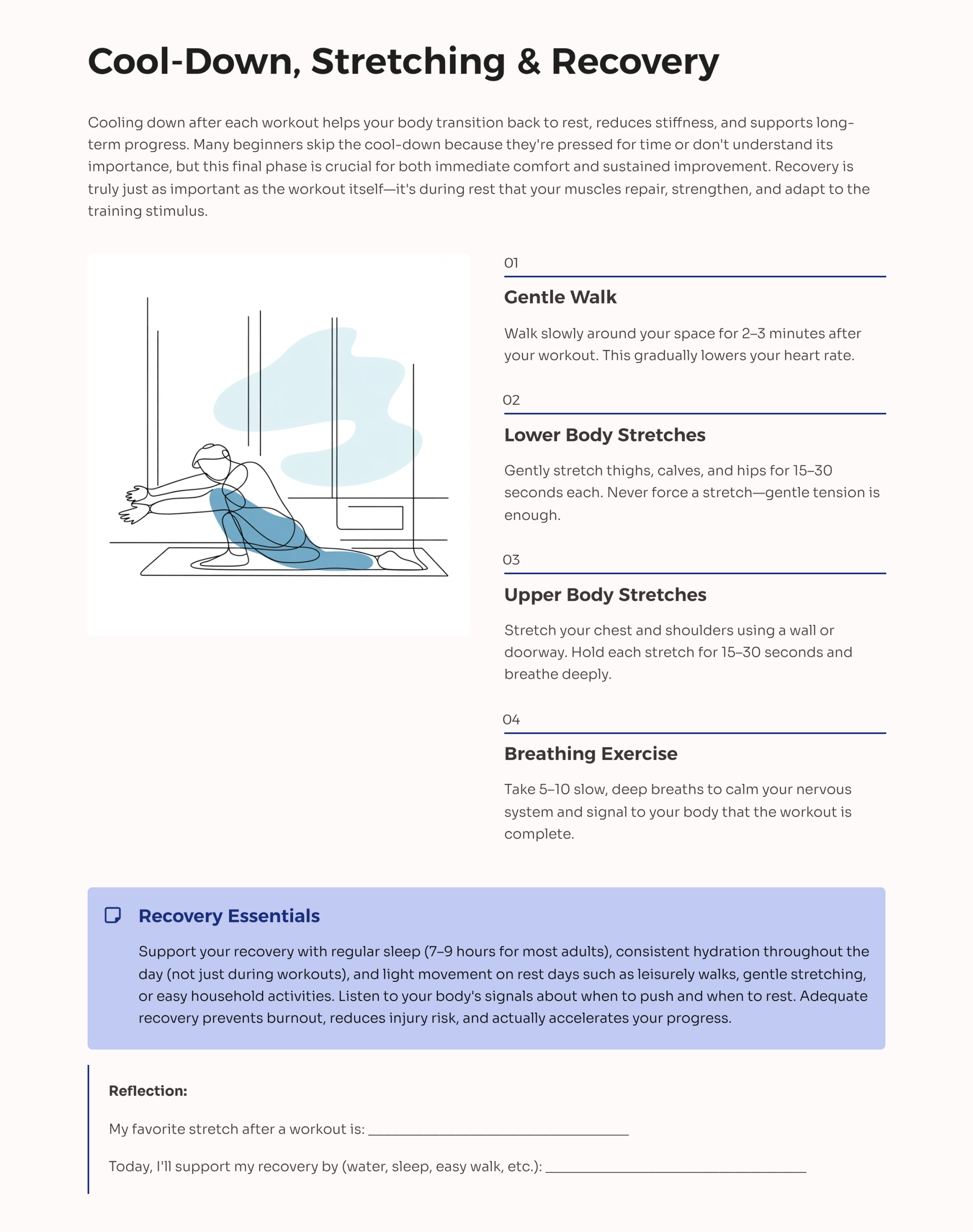 10_Cool-Down-Stretching-and-Recovery Beginner Workout Plan For Home PDF Guide - Image 11