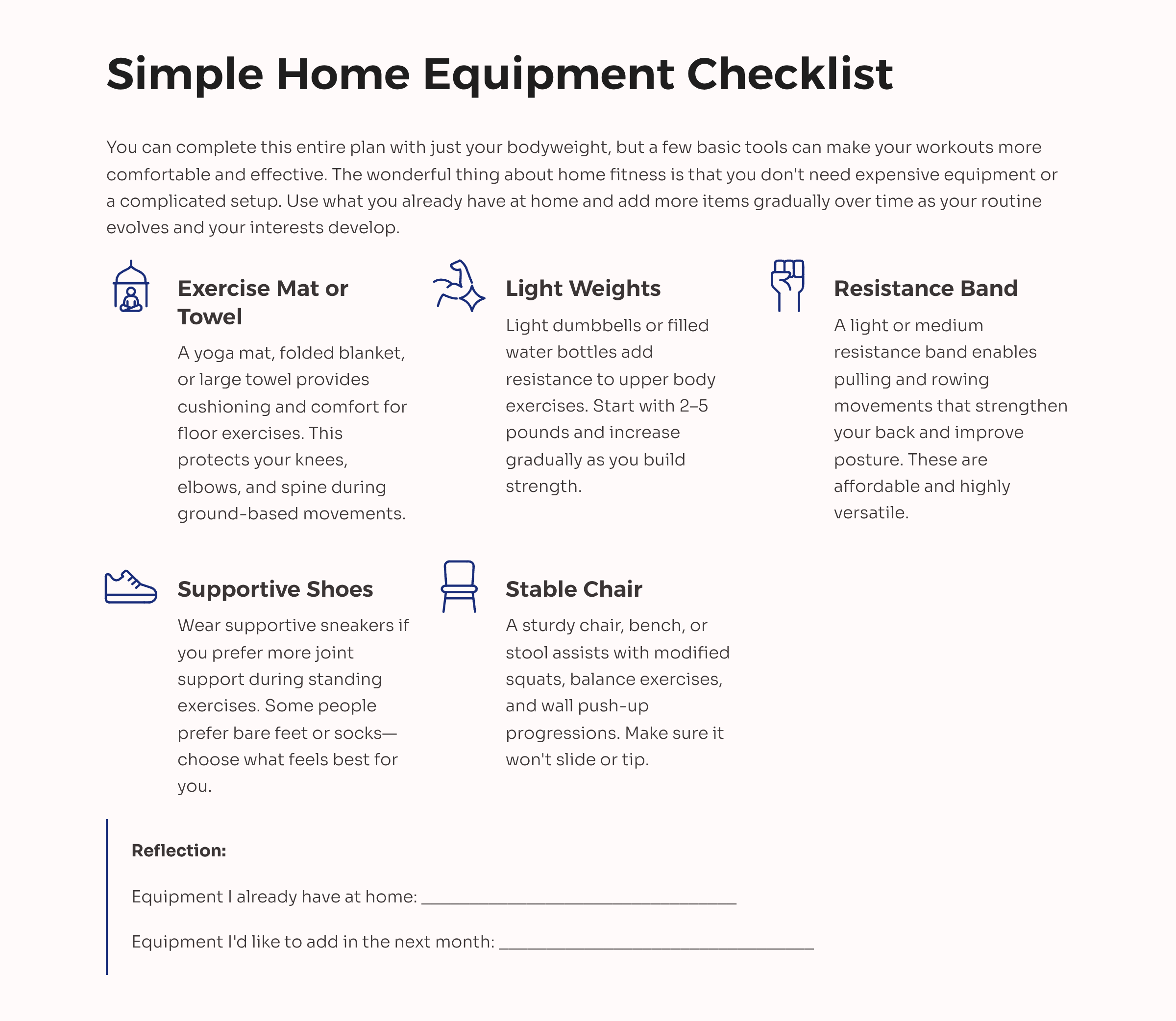 3_Simple-Home-Equipment-Checklist Beginner Workout Plan For Home PDF Guide - Image 4