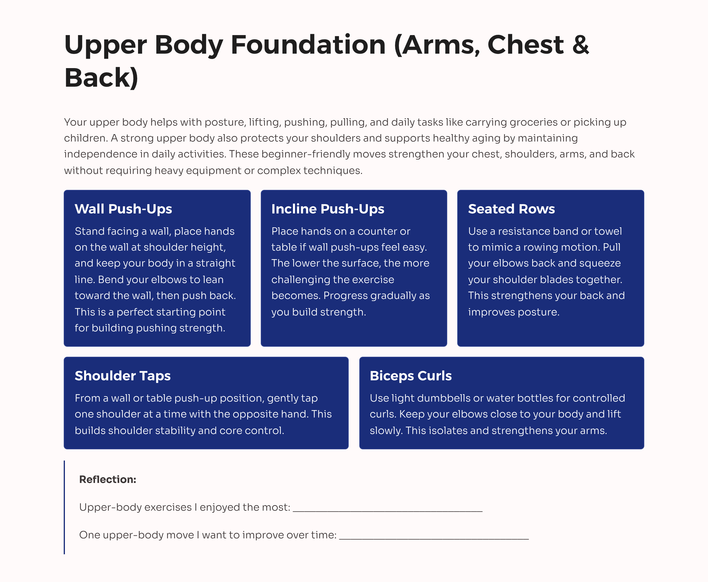 6_Upper-Body-Foundation-Arms-Chest-and-Back Beginner Workout Plan For Home PDF Guide - Image 7