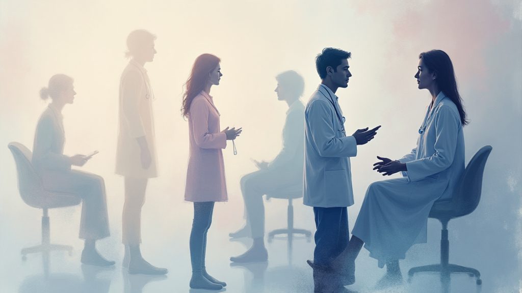 Dermatologist talking with patient about dry, red, sensitive skin and barrier care options.