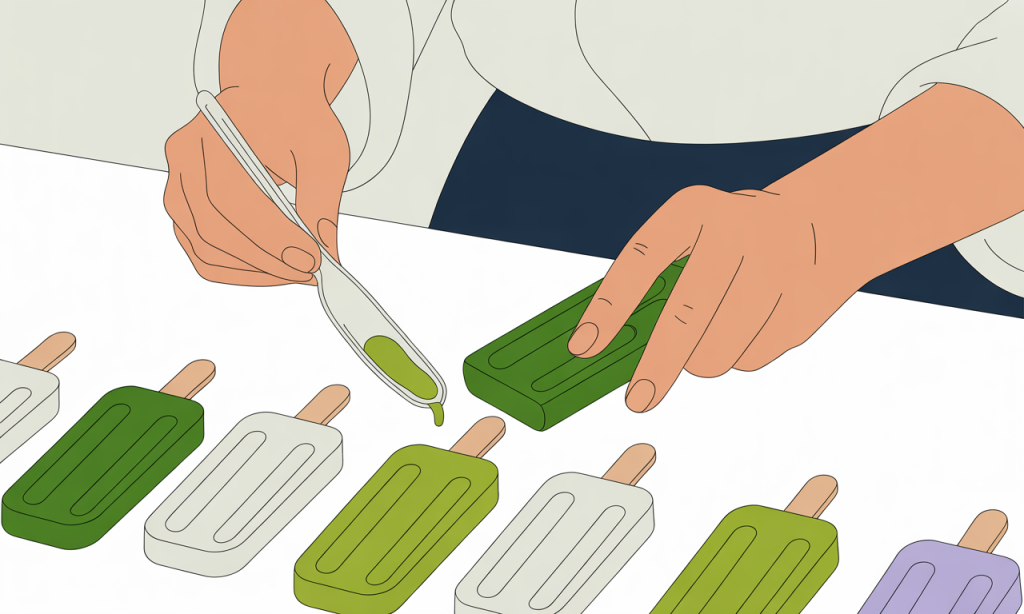 Close-up of homemade padsicles being prepared with aloe and witch hazel.