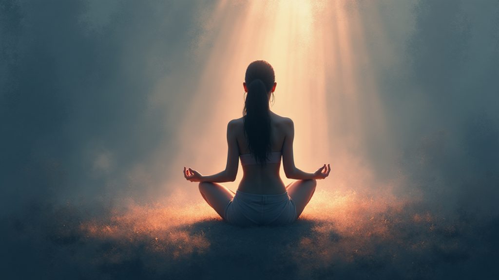 7 Proven Ways to Stop Hair Thinning Fast Naturally Peaceful woman practicing meditation in natural light for stress-related hair loss prevention