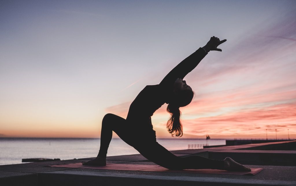 yoga, outdoors, sunrise, meditation, fitness, workout, exercise, nature, woman, twilight, dusk