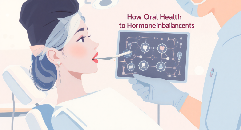 Woman receiving dental exam showing connection between oral health and surprising hormone imbalance causes.