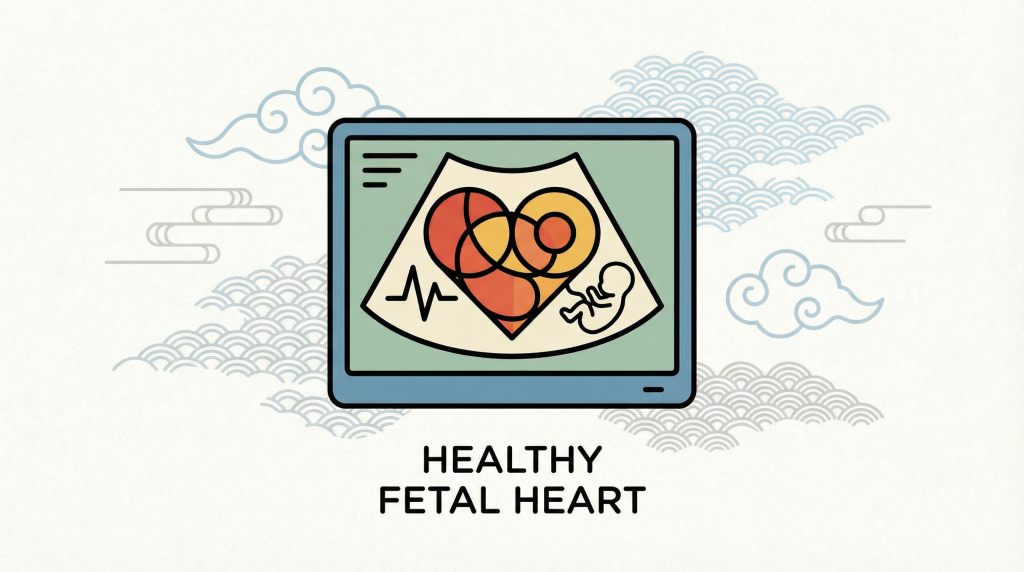 Ultrasound image concept showing a healthy fetal heart.