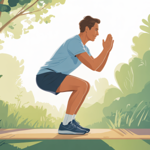 Person demonstrating how to strengthen joints naturally through bodyweight squat exercise outdoors with proper form and alignment in natural setting