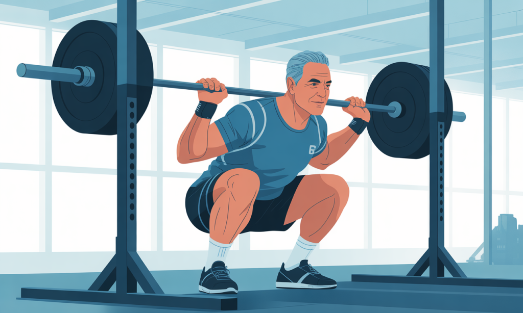 Man over 40 executing compound resistance exercise to build stamina after 40 through progressive strength training protocols.