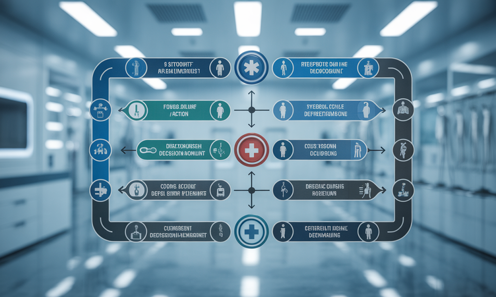 Medical decision flowchart helping determine when heart rate after eating symptoms require emergency versus routine care