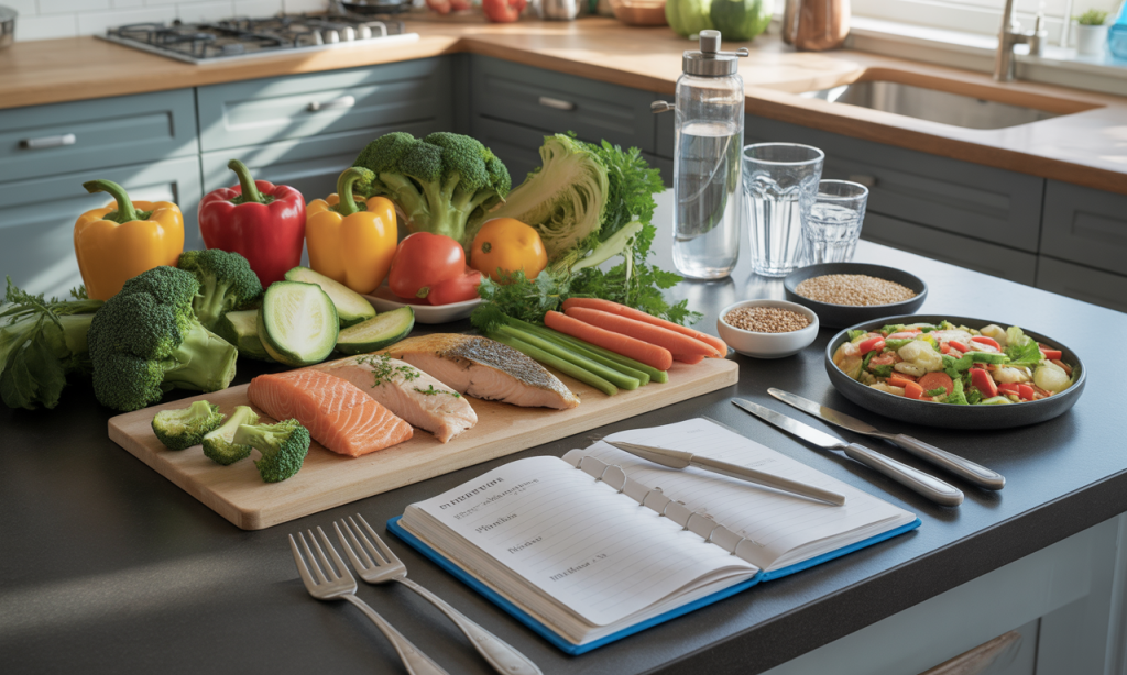 Nutrition planning for stamina after 40 featuring macronutrient timing strategies and hydration protocols supporting recovery