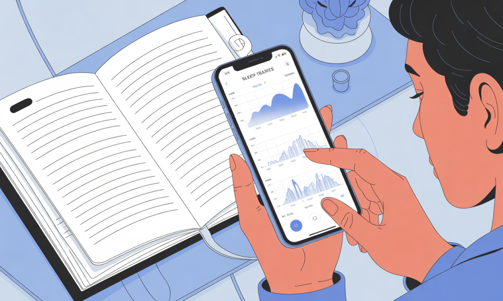 Sleep tracking device displaying multiple weeks of data showing improvement in consistent wake time adherence and sleep quality