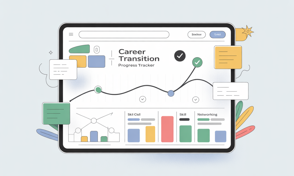 Career progress tracker demonstrating mental resilience after job loss through visual milestone tracking and goal achievement