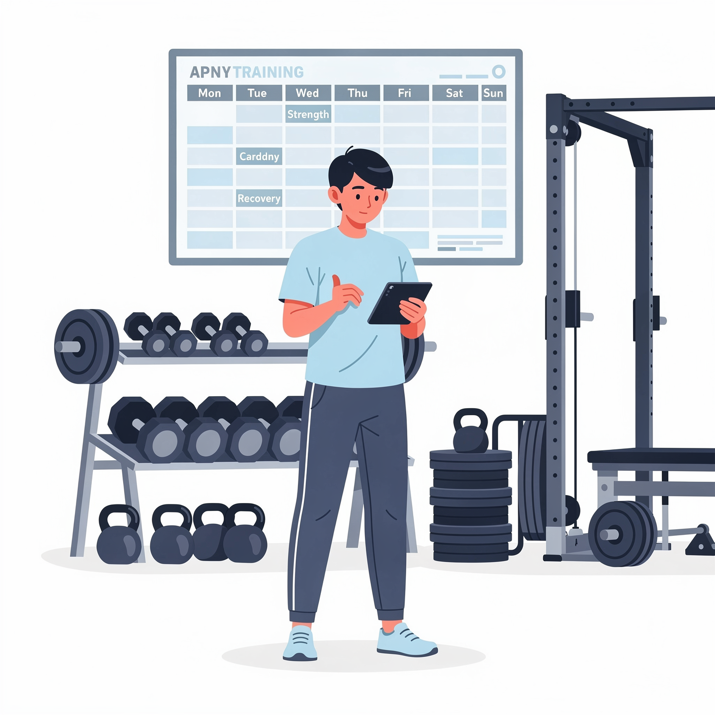 Workout routine builder showing structured training plan with weekly schedule for eliminating gym confusion and analysis paralysis