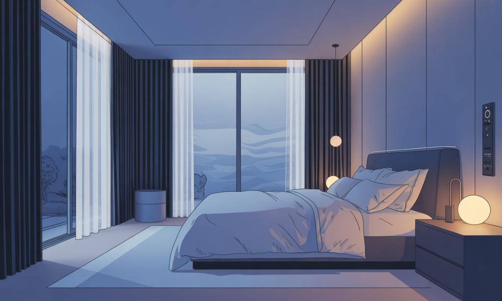 Professionally designed sleep environment demonstrating optimal conditions for hormonal recovery and energy restoration