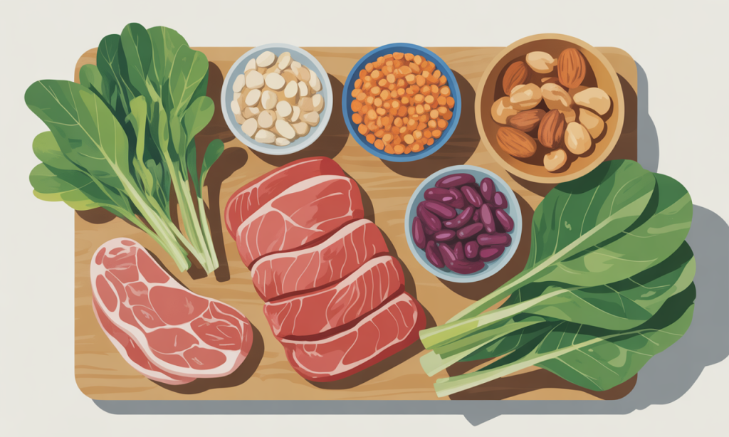 Nutrient-dense meal featuring iron, zinc, protein sources essential for preventing hair thinning in twenties