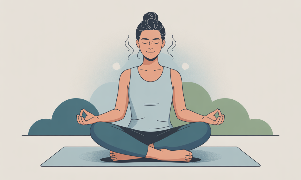 Young adult engaging in stress-reduction meditation practice to prevent stress-induced hair loss patterns