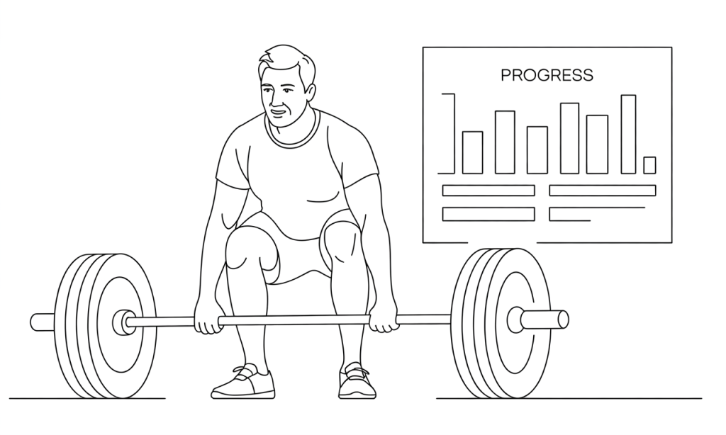 Man demonstrating resistance training form for metabolic activation and NAD enhancement through progressive overload