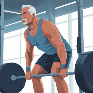 Strong man demonstrating exercise to increase testosterone after 40 through natural resistance training and strength building in professional gym setting