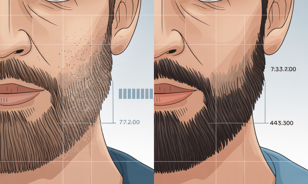 Clinical before-and-after documentation showing successful results after optimizing beard washing frequency and technique