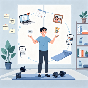 Gym consistency strategies for busy life showing calendar planning packed gym bag home workout setup