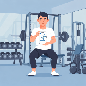 Proper form analysis using smartphone video comparison showing squat technique assessment with angle measurements for self-coaching.