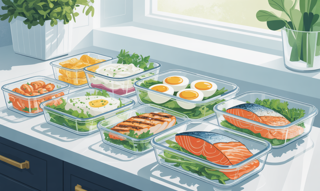 Protein after 40 meal preparation featuring leucine-rich foods for optimal muscle building and recovery throughout the day