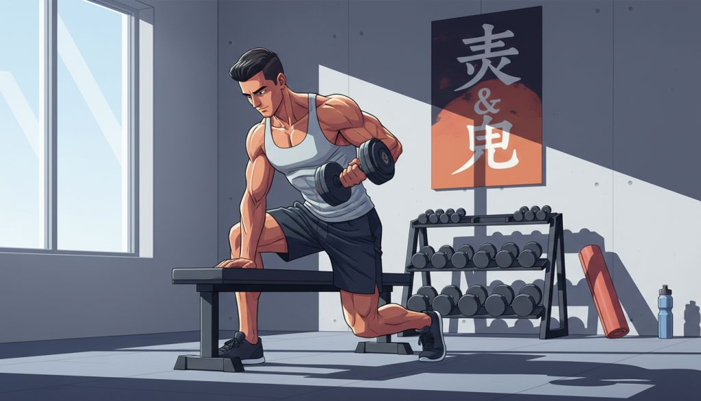 Resistance training exercise demonstration for maintaining muscle mass during calorie deficit calculation-based weight loss program.