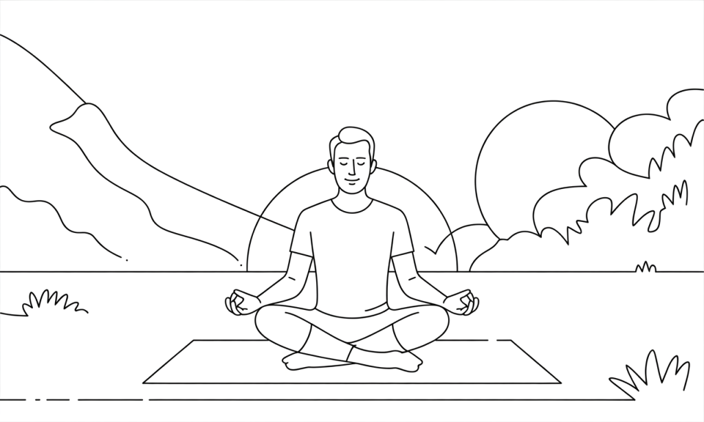 Man practicing stress reduction meditation to control inflammation and preserve NAD levels through mind-body techniques